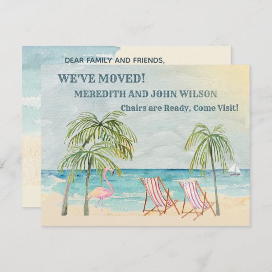 引っ越しました水彩海ビーチクラシック移動 案内状 (正面/裏面)