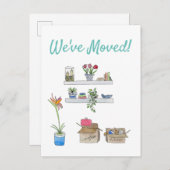 引っ越しました水彩移動箱&リビングルーム 案内ポストカード (正面/裏面)