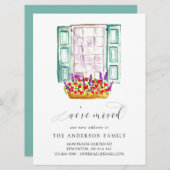 引っ越しました水彩窓フラワーボックスかわいい 案内状 (正面/裏面)