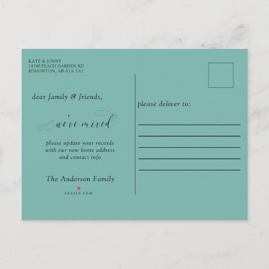 引っ越しました水彩窓花箱かわいい 案内ポストカード (裏面)