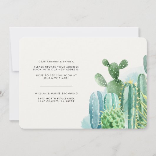 引っ越しました水色のサボテンの移動発表 案内状 (裏面)