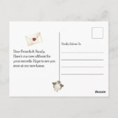 引っ越しました水色の鳥が動く発表 ポストカード (裏面)