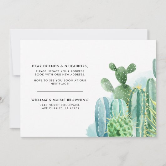 引っ越しました水色のCactiスクリプトの移動 案内状 (裏面)