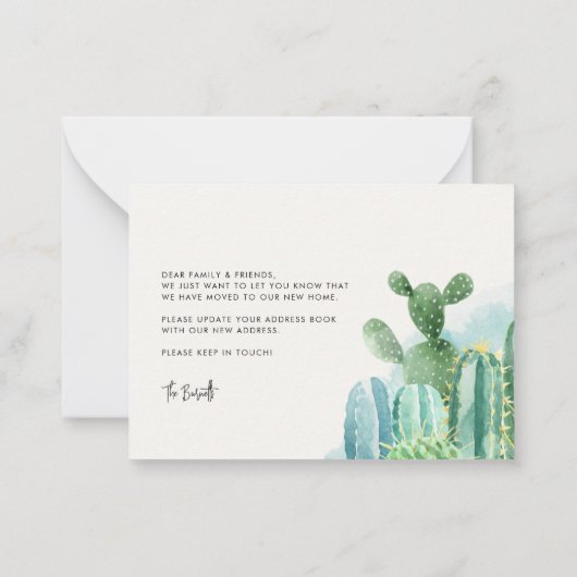 引っ越しました水色キャッシュアドレス変更の移動 ノートカード (裏面)