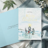 引っ越しました水色クリスマスカード 箔シーズンカード