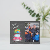 引っ越しました水色クリスマスカーフォトカード ポストカード (スタンド正面)