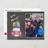 引っ越しました水色クリスマスカーフォトカード ポストカード (正面/裏面)