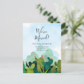 引っ越しました水色サボテンの動き ポストカード (スタンド正面)