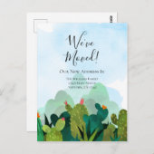 引っ越しました水色サボテンの動き ポストカード (正面/裏面)