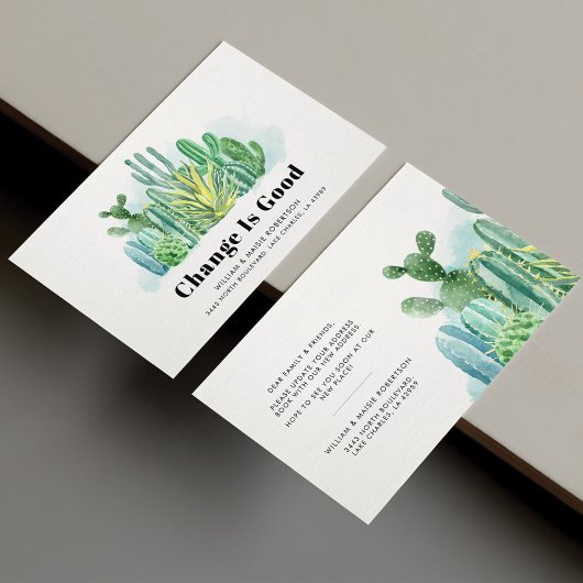 引っ越しました水色サボテンの移動発表 名刺