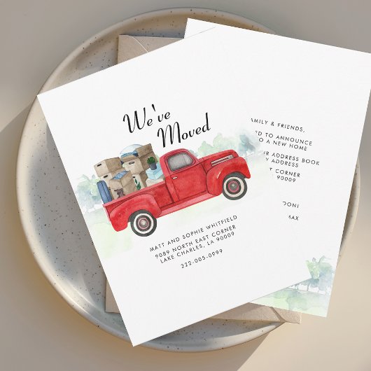 引っ越しました水色トラックの移動発表 案内状