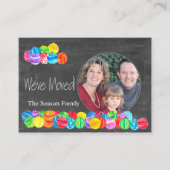 引っ越しました水色ボーブルフォトカード エンクロージャーカード (正面)