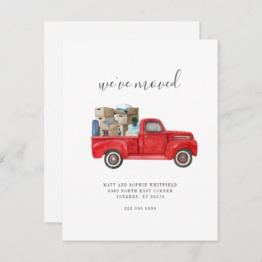 引っ越しました水色レッドトラック移動 (正面/裏面)