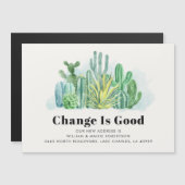 引っ越しました水色多肉移動 マグネット招待状 (正面/裏面)