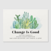 引っ越しました水色多肉移動 マグネット招待状 (正面)