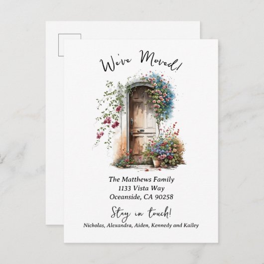 引っ越しました水色 案内ポストカード (正面/裏面)