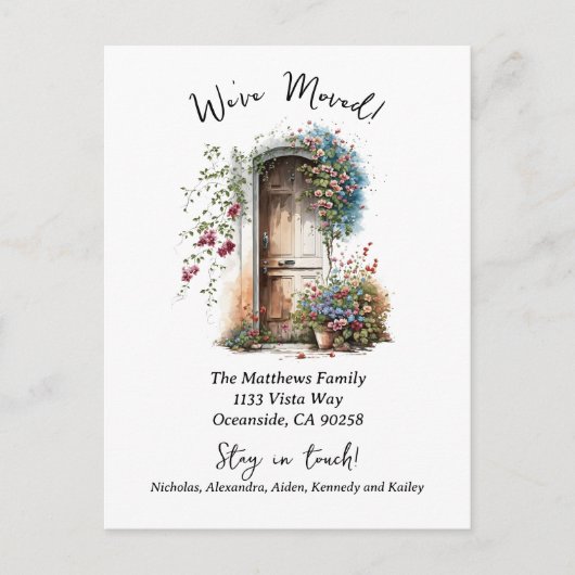 引っ越しました水色 案内ポストカード (正面)