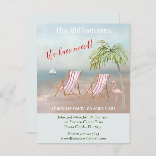 引っ越しました海ビーチ予算の移動 案内状 (正面/裏面)