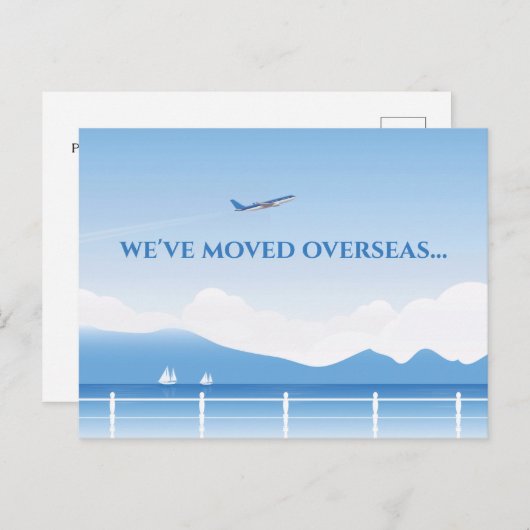引っ越しました海外新国住所移転 案内ポストカード (正面/裏面)