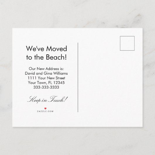 引っ越しました熱帯ビーチヤシの木 案内ポストカード (裏面)