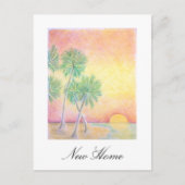 引っ越しました熱帯ビーチヤシの木 案内ポストカード (正面)