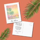 引っ越しました熱帯ビーチヤシの木 案内ポストカード