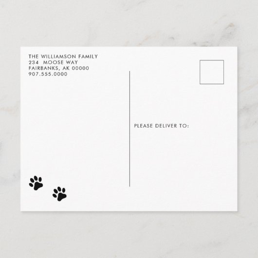 引っ越しました犬の写真の新しいアドレス犬の移動 案内ポストカード (裏面)