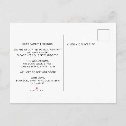 引っ越しました犬 案内ポストカード (裏面)