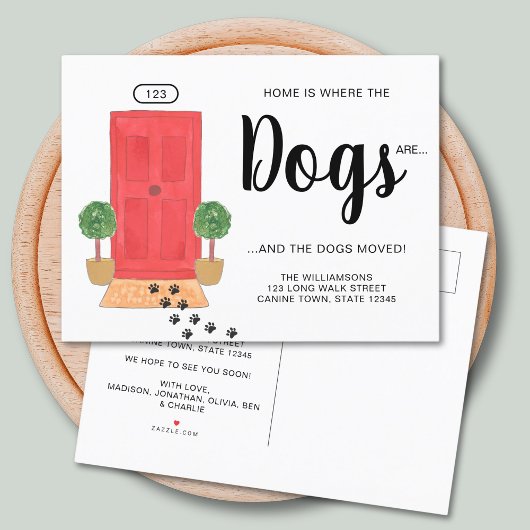 引っ越しました犬 案内ポストカード