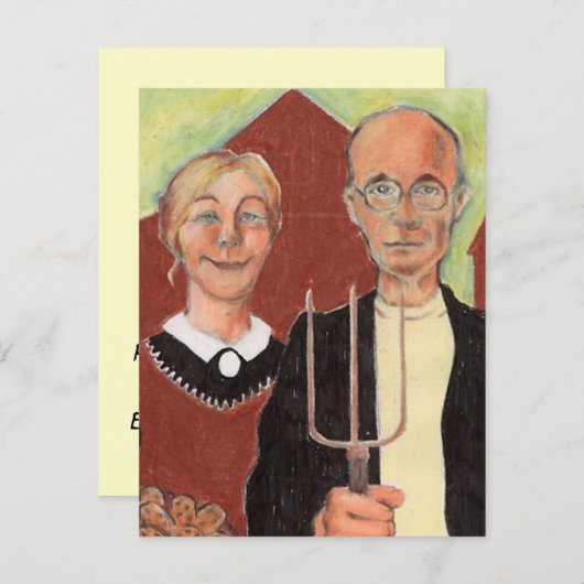 引っ越しました発表アメリカのゴシック様式の牧場 案内状 (正面/裏面)