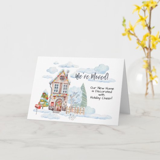 引っ越しました発表可愛いクリスマスウォーター色 カード (黄色い花)