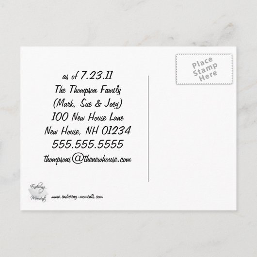 引っ越しました発表用はがき 案内ポストカード (裏面)