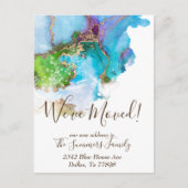 引っ越しました発表金ゴールド水の色 ポストカード (正面)