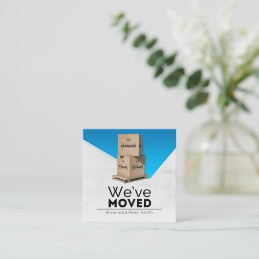 引っ越しました発表 スクエア名刺 (スタンド正面)