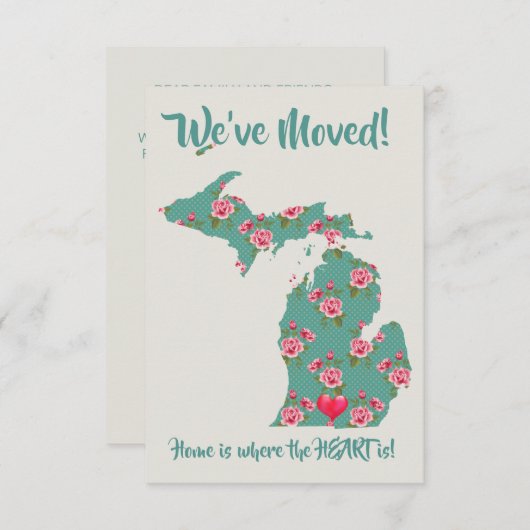 引っ越しました発表 |ミシガン |ヴィンテージバラ 招待状 (正面/裏面)