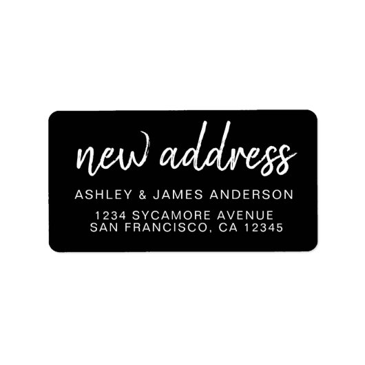 引っ越しました白黒の新しい住所ラベル ラベル (正面)