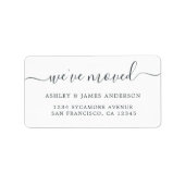 引っ越しました白黒の新しい住所ラベル ラベル (正面)