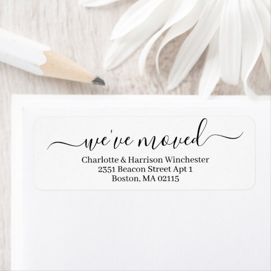 引っ越しました白黒カスタムの移動告知 ラベル (インサイチュ)