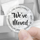 引っ越しました白黒グレーマーブル差出人住所 ラウンドシール