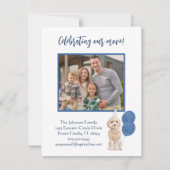 引っ越しました祝の犬の家族写真予算 案内状 (正面)