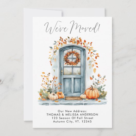 引っ越しました秋のフロントドア新しいアドレス移動 案内状 (正面)