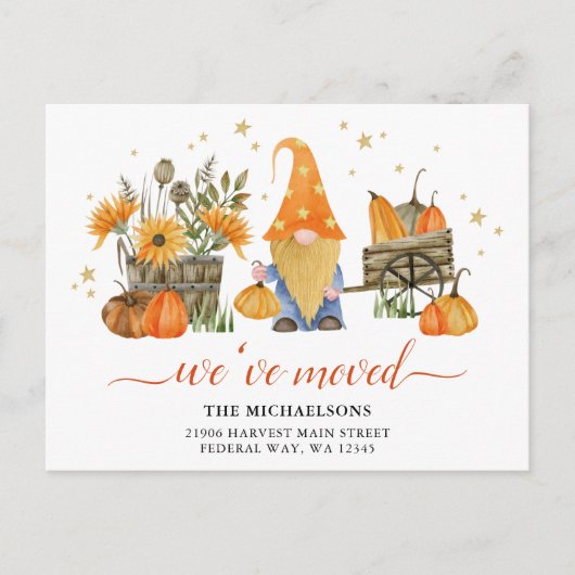 引っ越しました秋の格言新住所のお知らせ ポストカード (正面)
