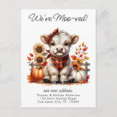 引っ越しました秋の高地の牛の新しいアドレス移動 案内ポストカード (正面)