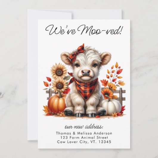 引っ越しました秋の高地の牛の新しいアドレス移動 案内状 (正面)