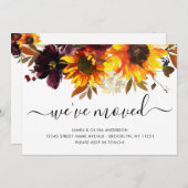 引っ越しました秋ひまわり開花ニューホームムービング 案内状 (正面/裏面)