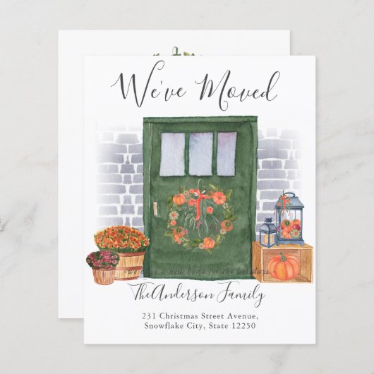 引っ越しました秋ドアホリディムービングアナウンスメント (正面/裏面)