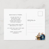 引っ越しました秋ネイビーブルーブラウンフローラ移動 案内ポストカード (裏面)