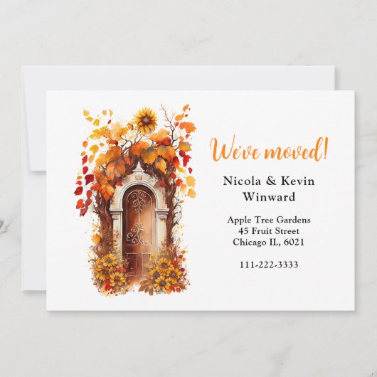 引っ越しました秋秋ひまわりドア 案内状 (正面)