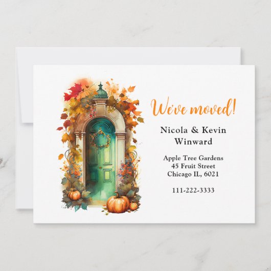 引っ越しました秋秋リースドア 案内状 (正面)