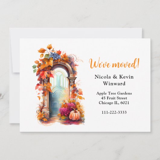 引っ越しました秋紅葉ドア 案内状 (正面)